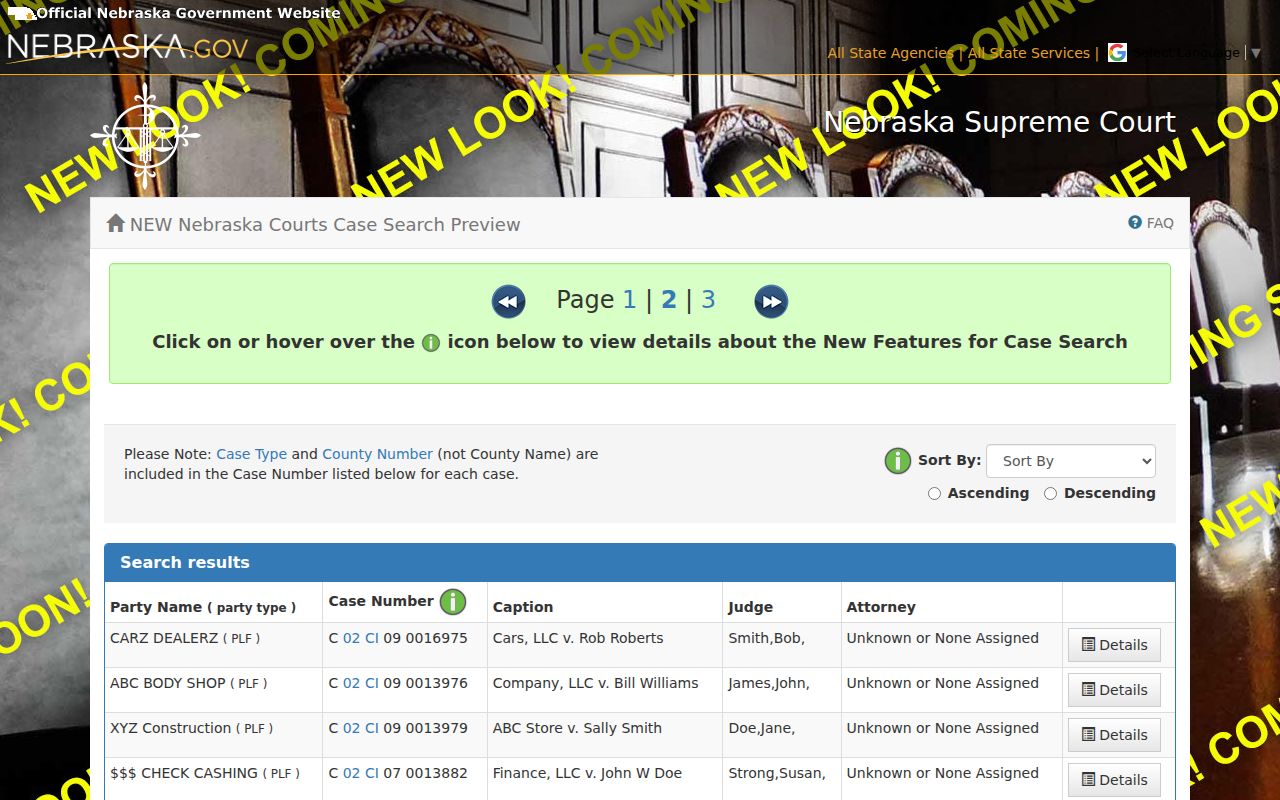 Phelps County case search official JUSTICE sample results table