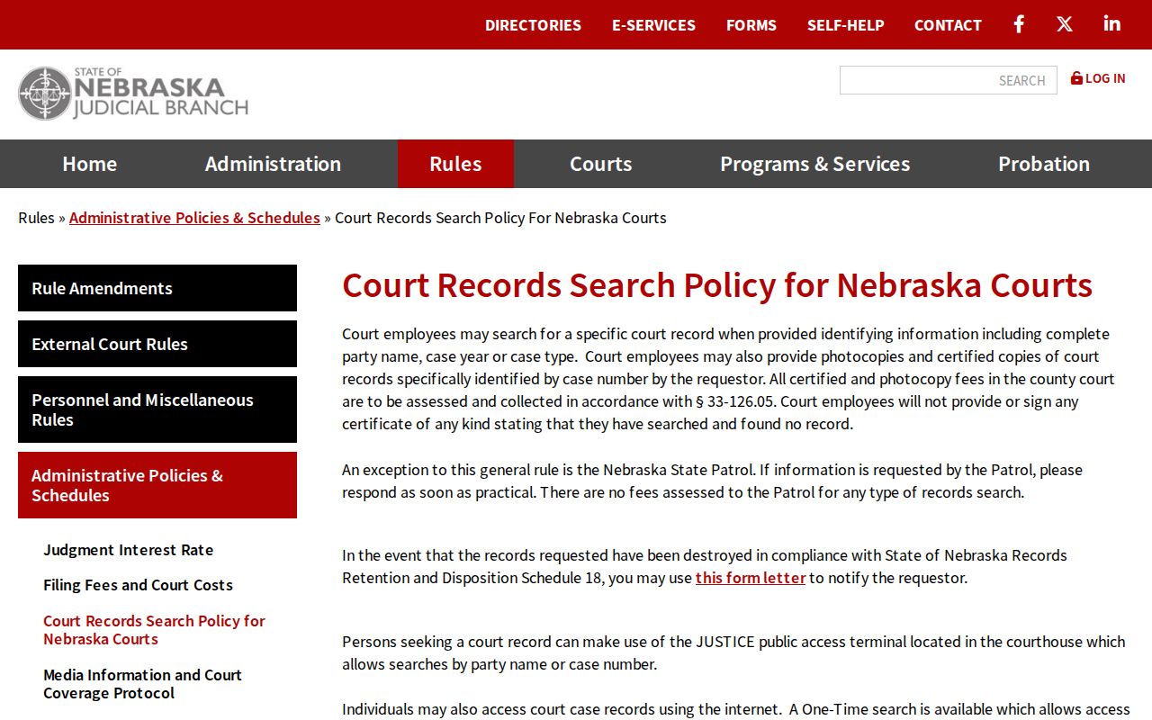 Phelps County case search Nebraska court records policy