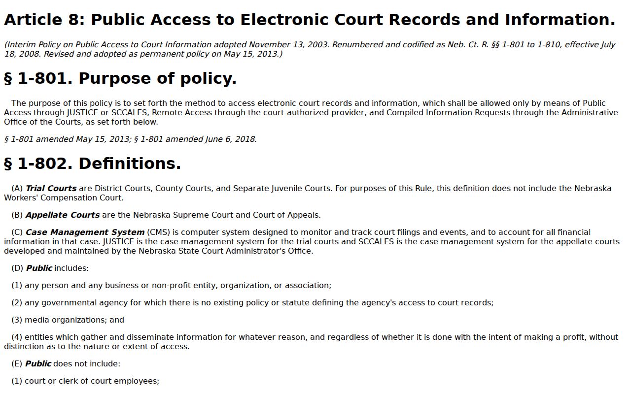 Phelps civil docket electronic public access rule