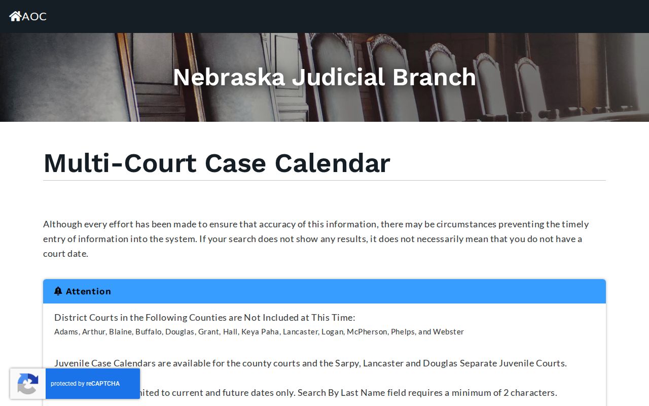 Phelps court calendar search fields