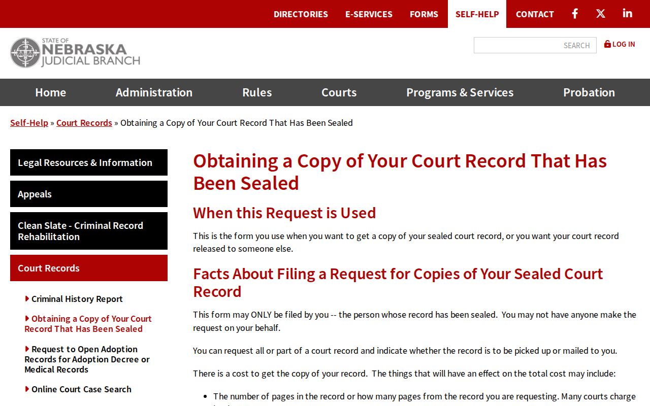 Phelps County court records sealed record copy procedure