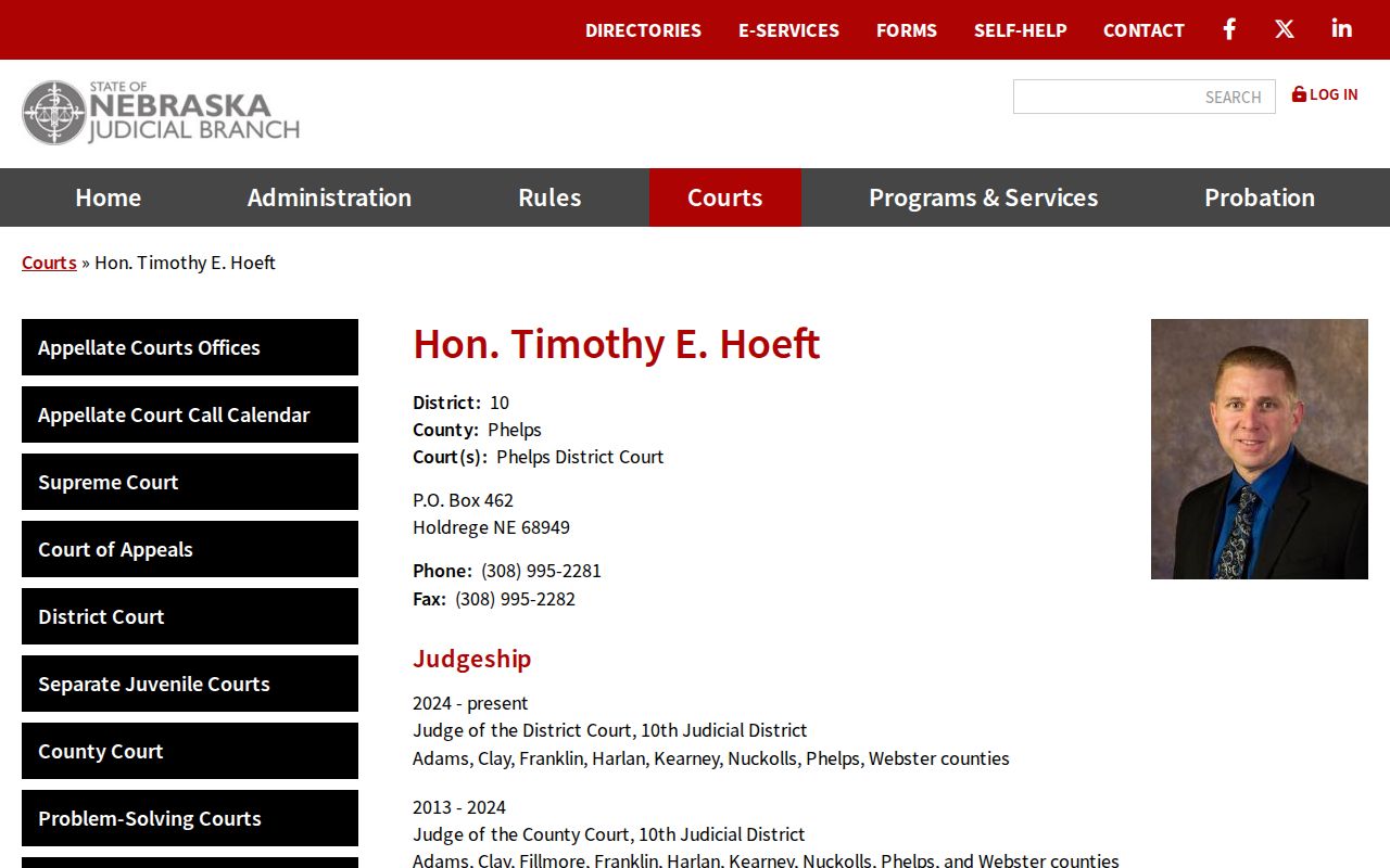 Phelps criminal docket District Court judge information