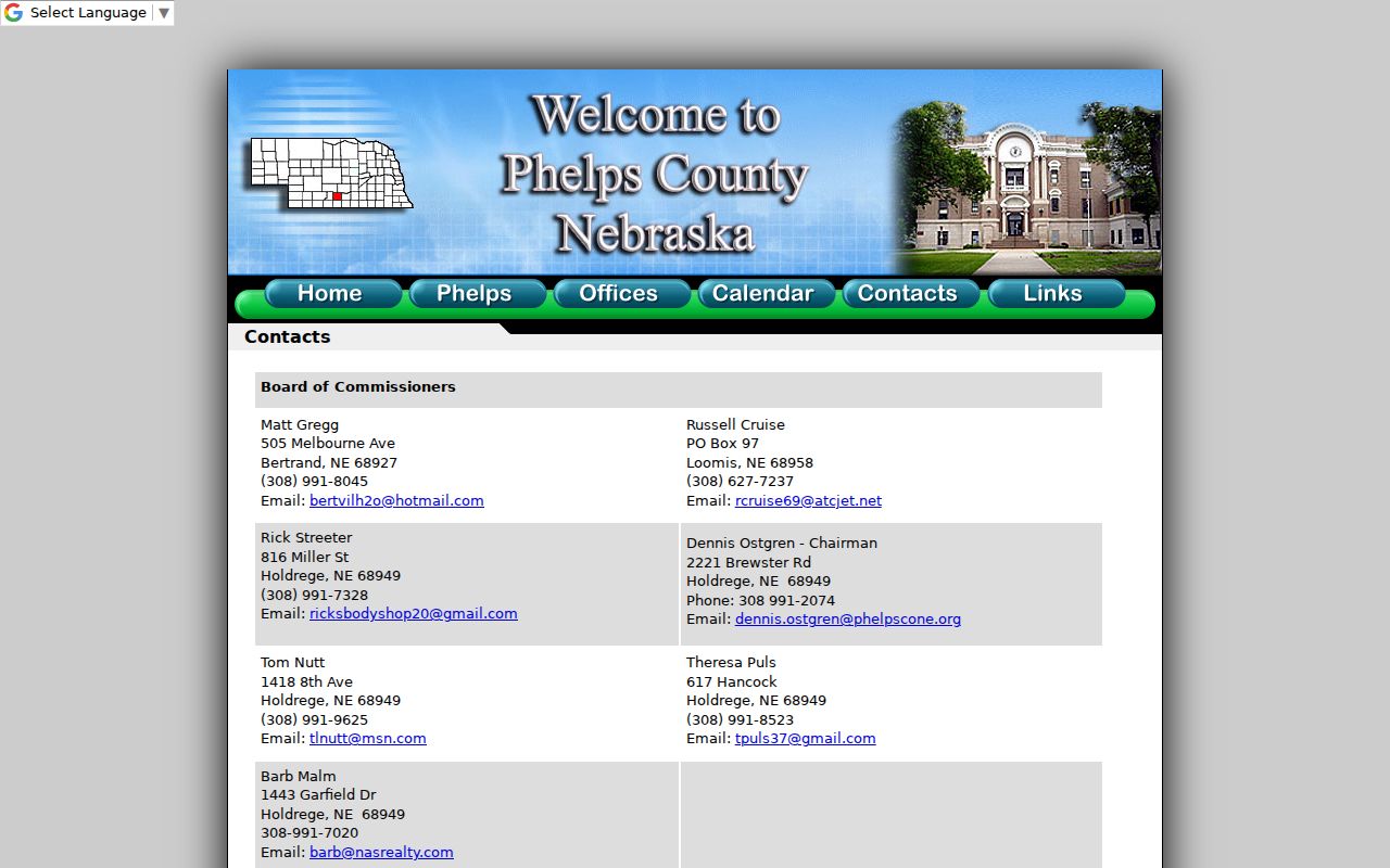 Phelps court docket county contact directory