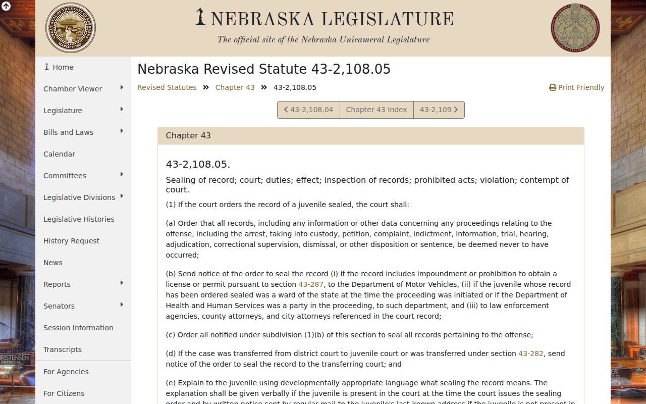 Nebraska juvenile sealing law relevant to Loomis court record access