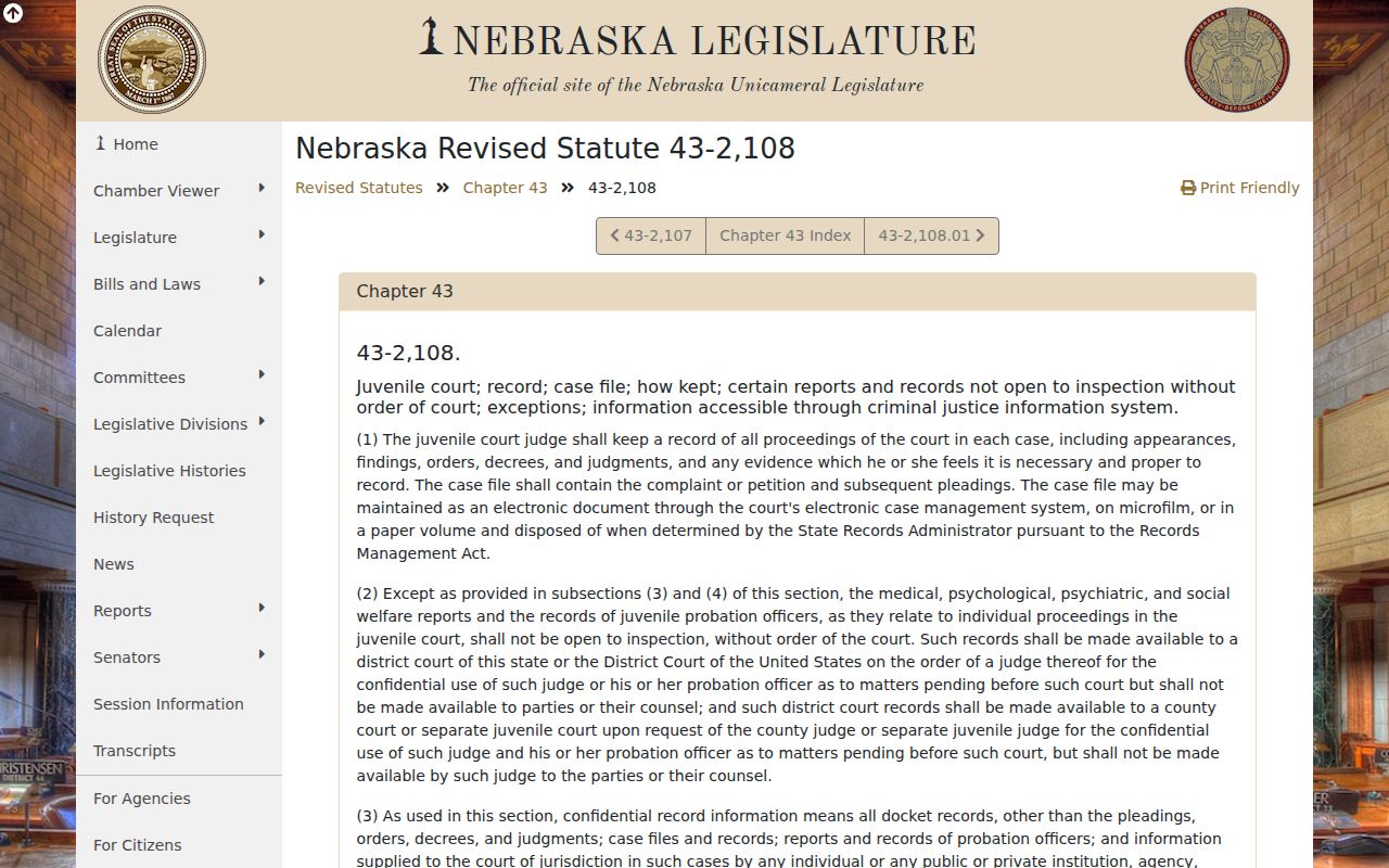 Nebraska juvenile record confidentiality law for Loomis court records
