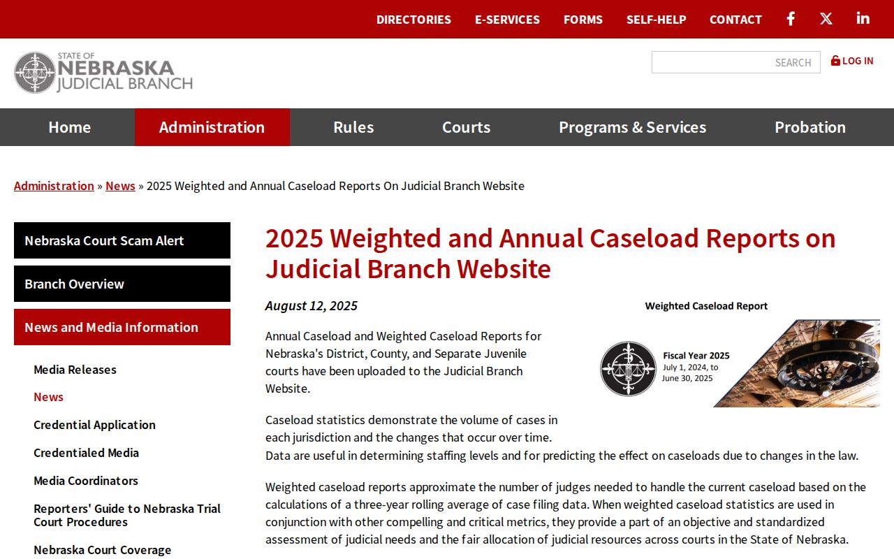 Nebraska Judicial Branch report context for Loomis court docket routing
