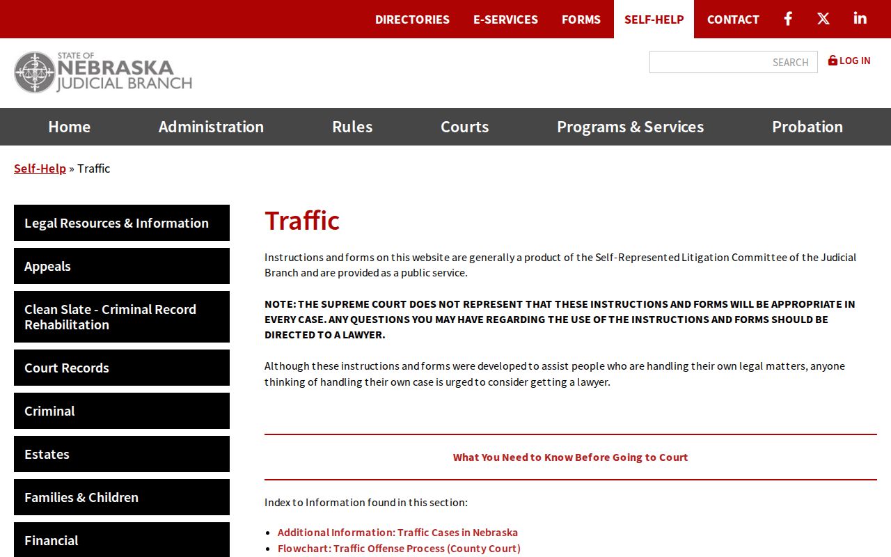 Phelps County traffic court records Nebraska traffic self-help resources